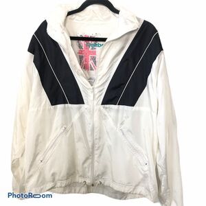 Vintage Jacket Full Zip Up Windbreaker Reebok Large White & Black 80/90's